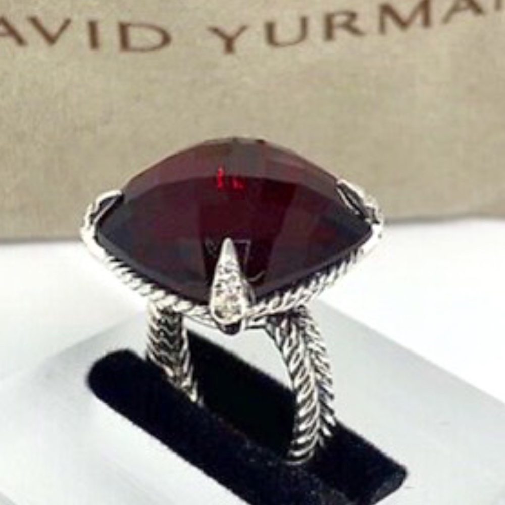 DAVID YURMAN 20mm GARNET & Diamond Chatelaine Ring